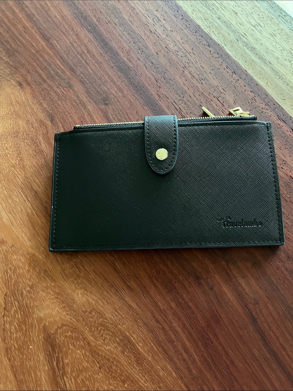 Travelambo Black Saffiano Leather Zip Wallet